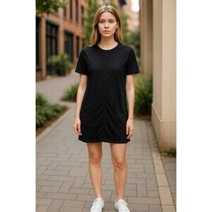 Michael Star Ruched Front Short Sleeve T-Shirt Mini Dress Black Women's S NWOT
